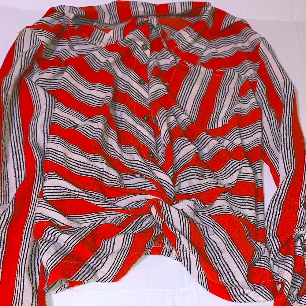 Striped button down 3XL kids shirt 98% polyester